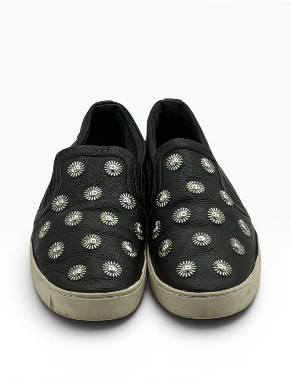Michael Kors Leo Starburst black leather slip-on Flats & silver sunburst studs